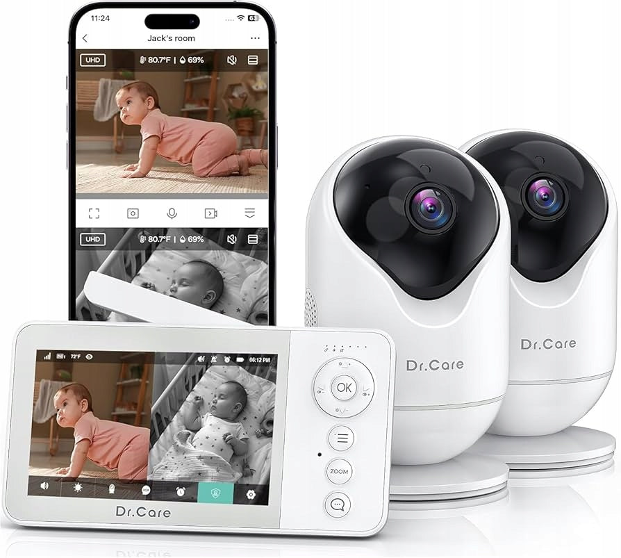 Dr.Care VistaView Monitor 4” 1080P Baby Monitor Wi-Fi 2 Cameras