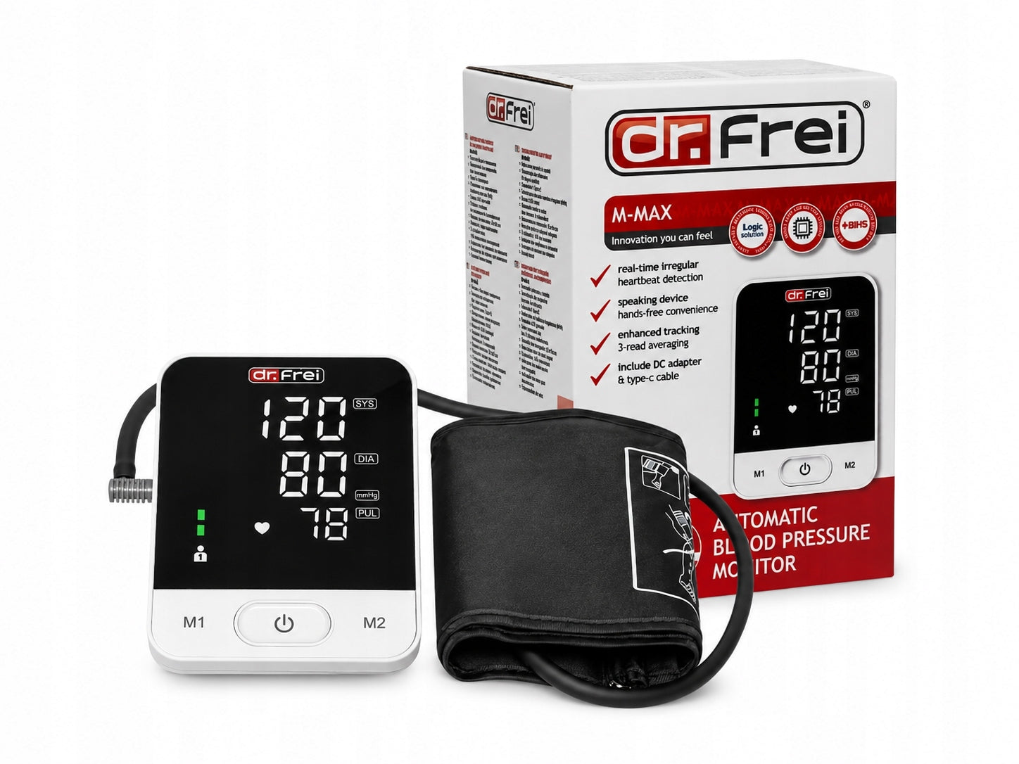 Dr Frei M-MAX shoulder blood pressure monitor accurate 100 measurements with power supply