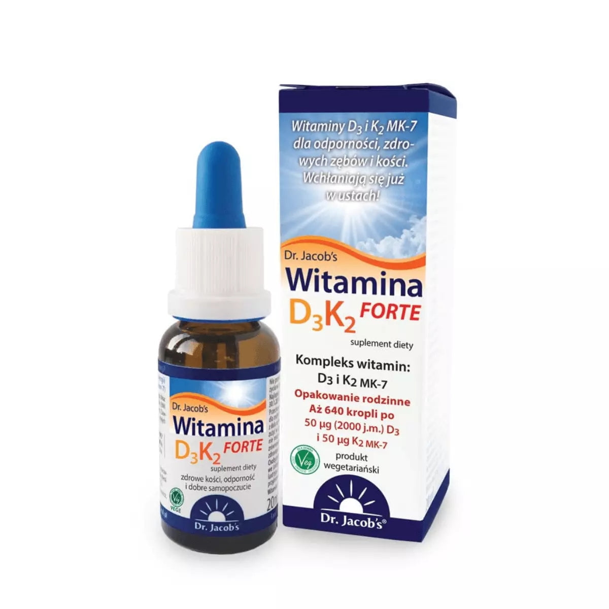 Dr. Jacob's Medical VITAMIN D3 K2 MK-7 FORTE drops 20 ml Pure Composition Brand Dr. Jacob's Medical