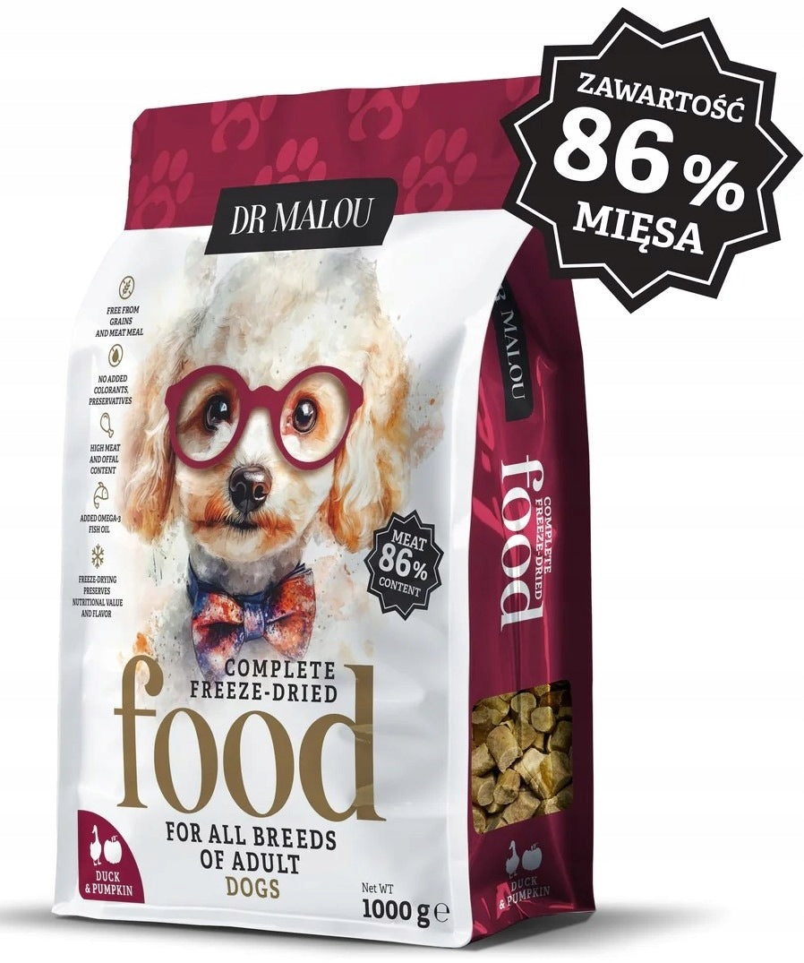 Dr Malou Complete Freeze-Dried Dog Food Duck with Pumpkin 1 kg Brand DrMalou
