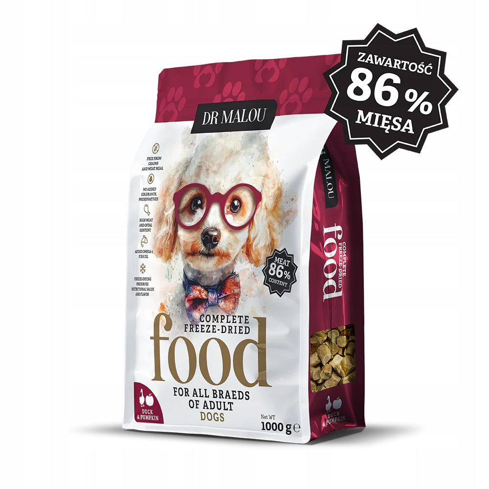 Dr Malou Complete Freeze-Dried Dog Food Duck with Pumpkin 1 kg Product weight 1 kg