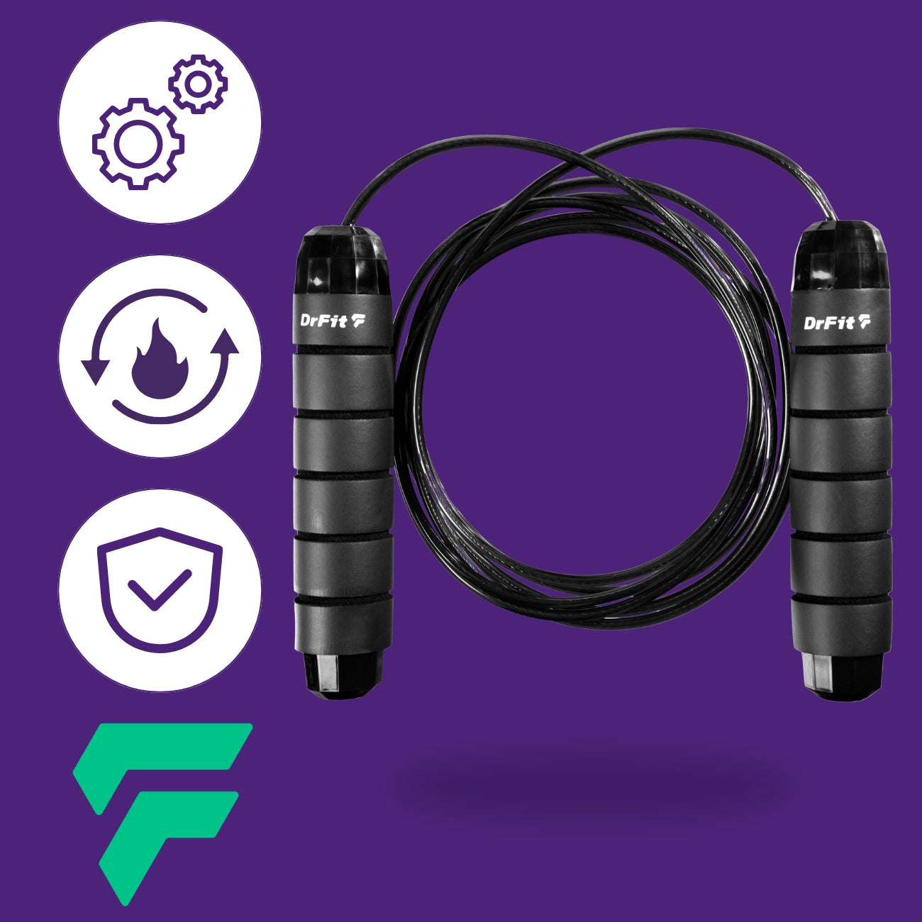 DrFit Boxing jump rope with bearing load adjustable black 2,8 m Packaging status original