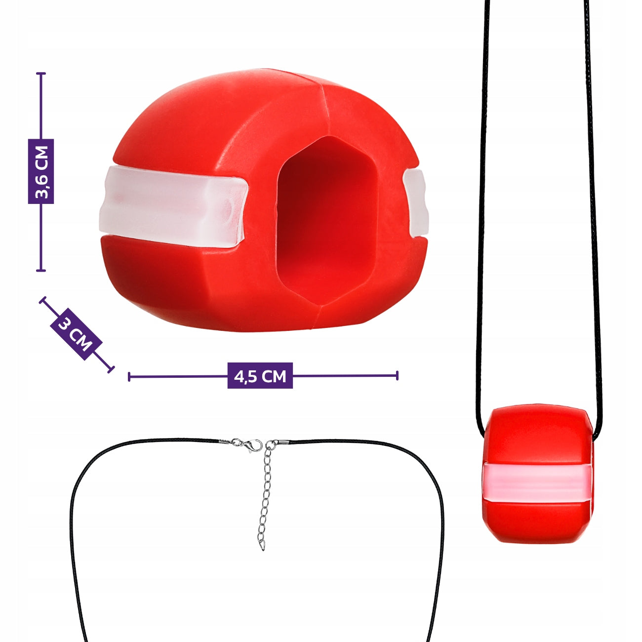 DrFit Mandibular jaw muscle trainer face mewing jawline red resistance 18 Width 36 mm