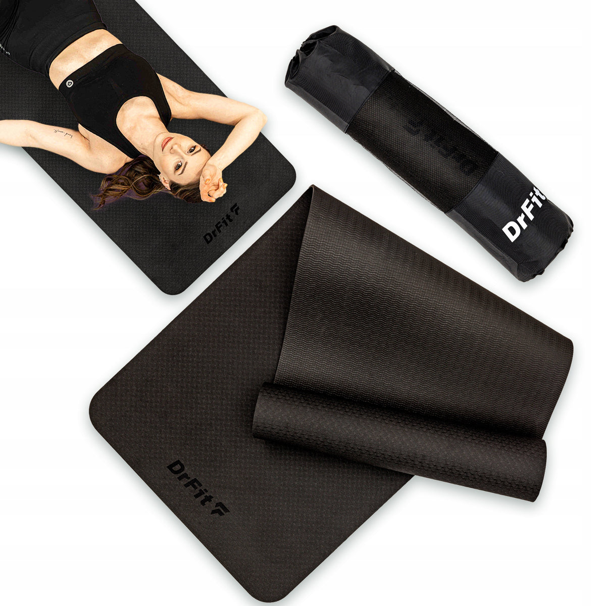 DrFit Set TPE Exercise Mat Cover Yoga Fitness Pilates Durable