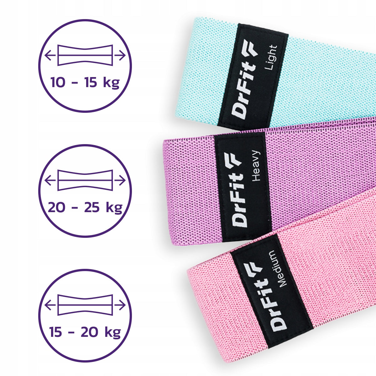 DrFit Set of 3 resistance rubbers for material exercises Packaging status original