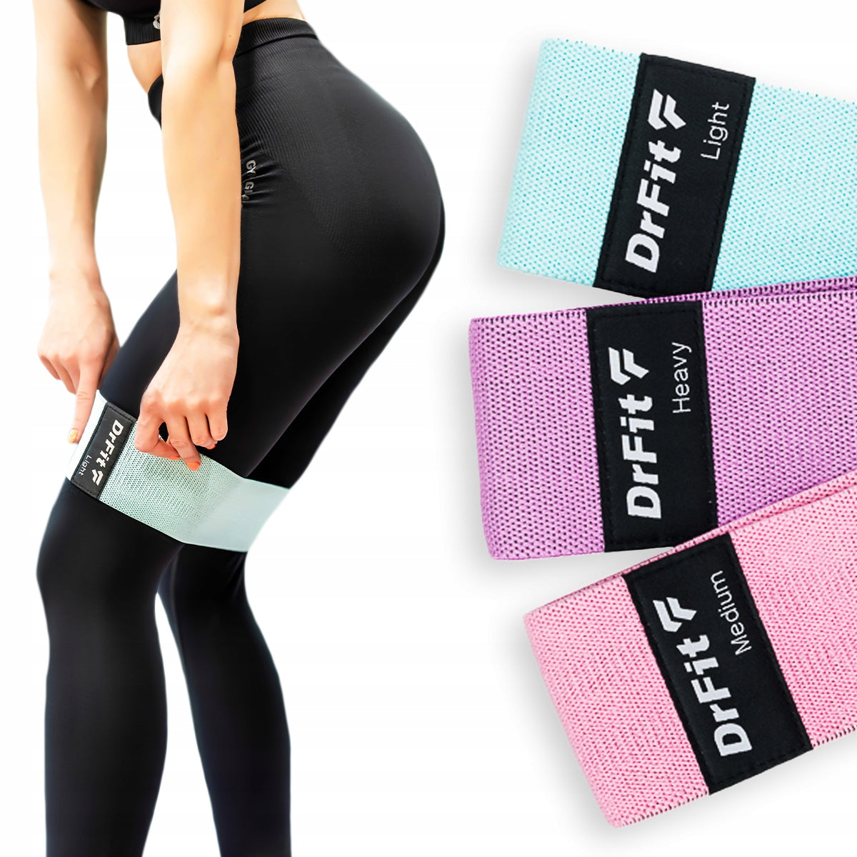 DrFit Set of 3 resistance rubbers for material exercises