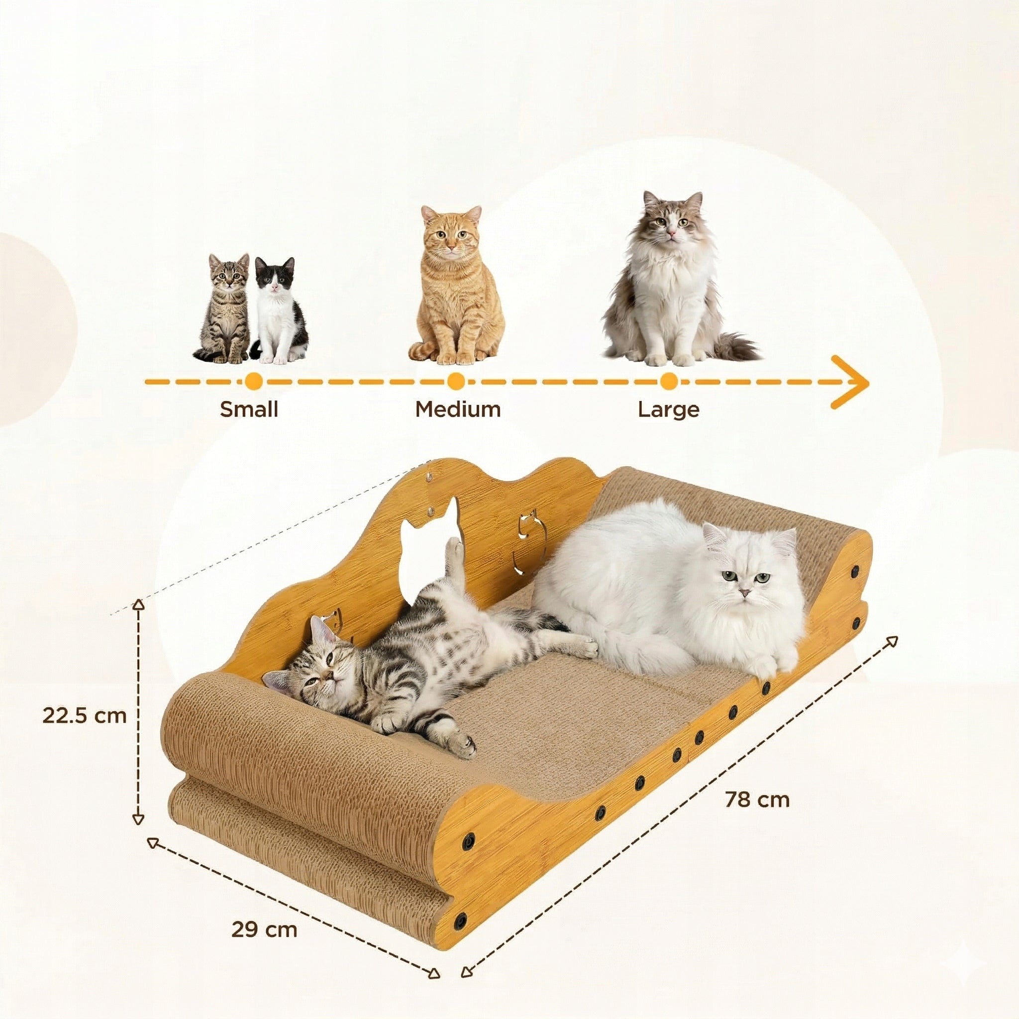 Drapak dla kota XXL i legowisko dla kota 78 cm w kształcie sofy, Drewna Kind scratching post