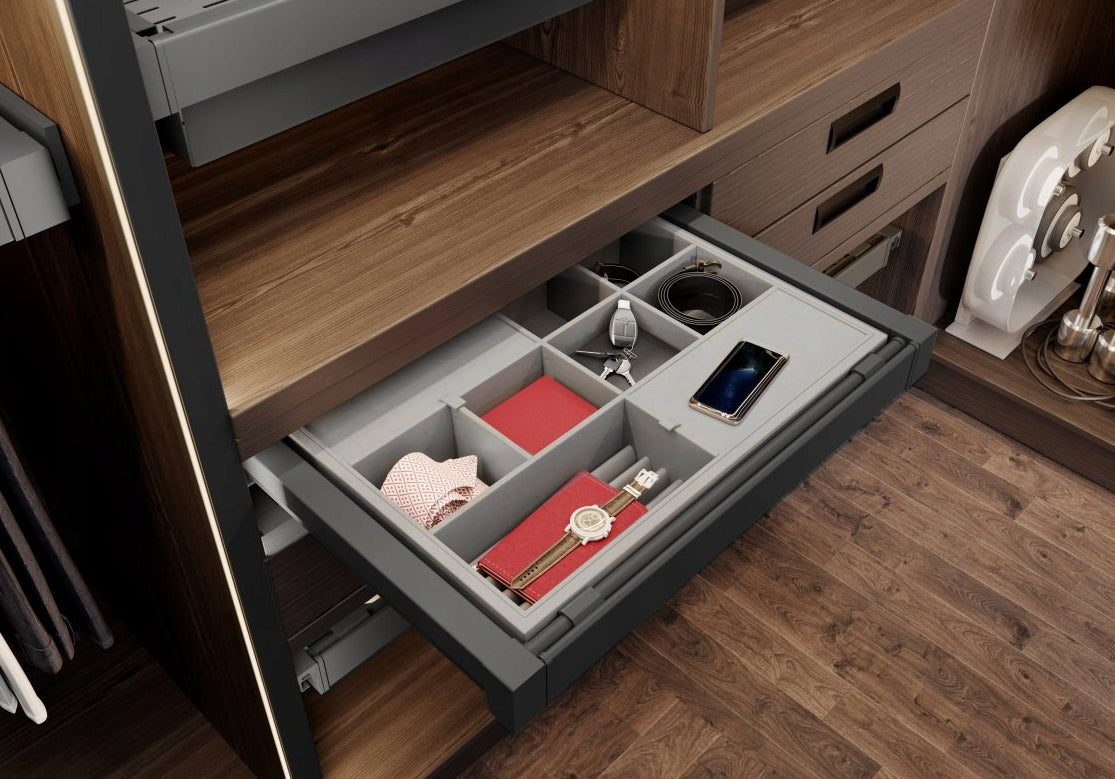 Drawer GTV ELITE, jewellery organizer, 560-618, silent closing, anthracite grey Manufacturer code GTV-WG-PRZEG60-60