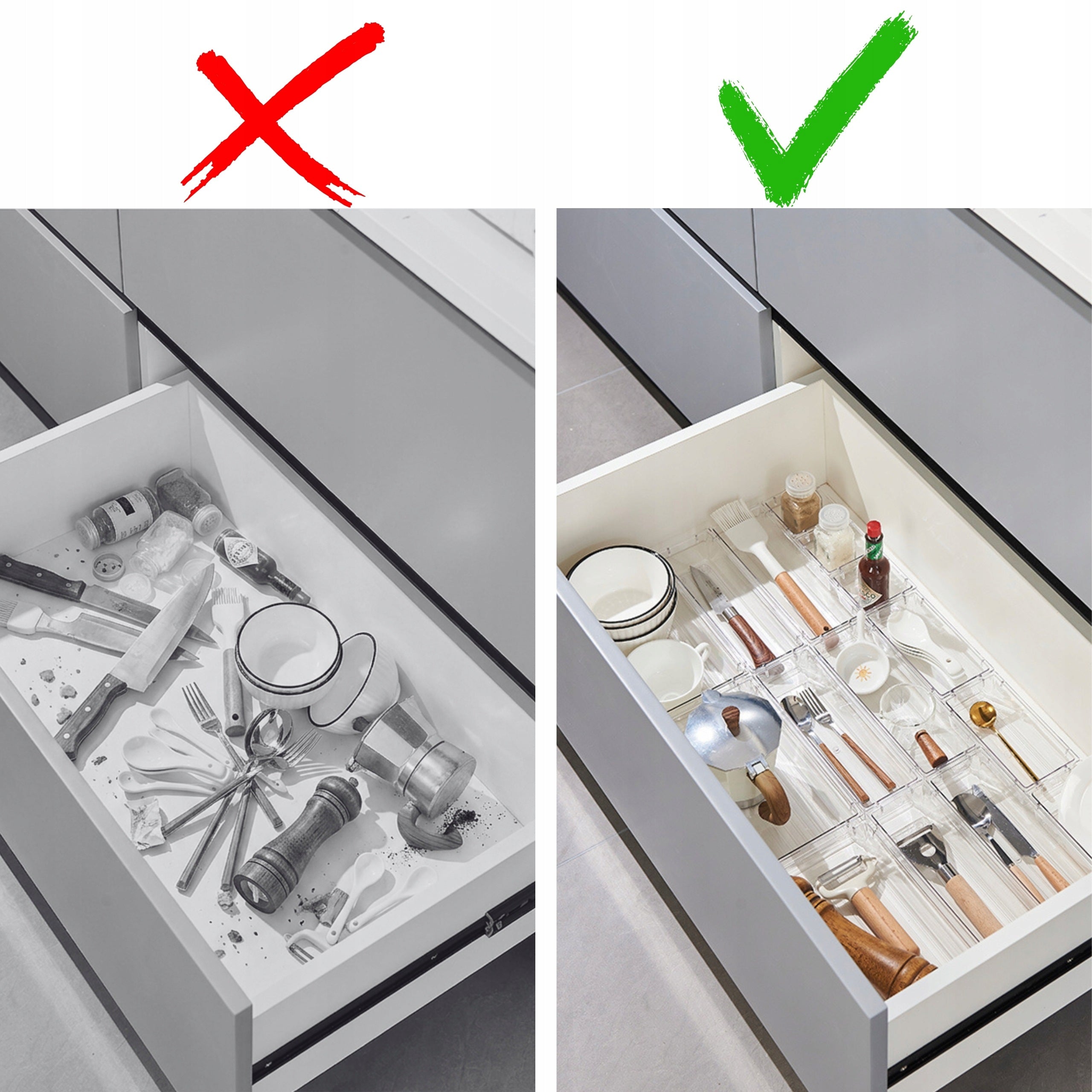 Drawer Organizer Desk Container Cabinet Insert Set of 25pcs OGIVO Manufacturer code Organizery plastikowe wkłady do szuflad