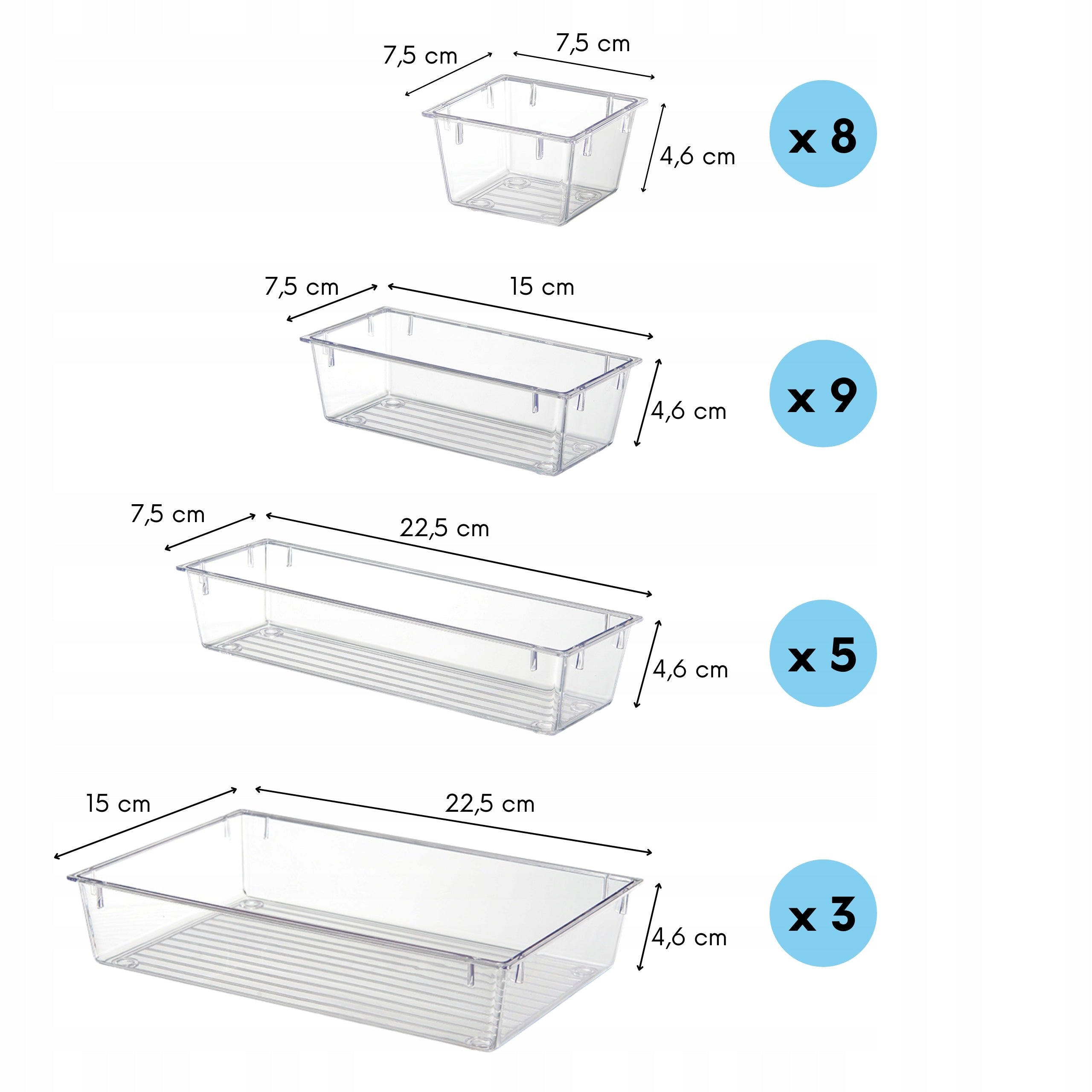 Drawer Organizer Desk Container Cabinet Insert Set of 25pcs OGIVO Packaging status original