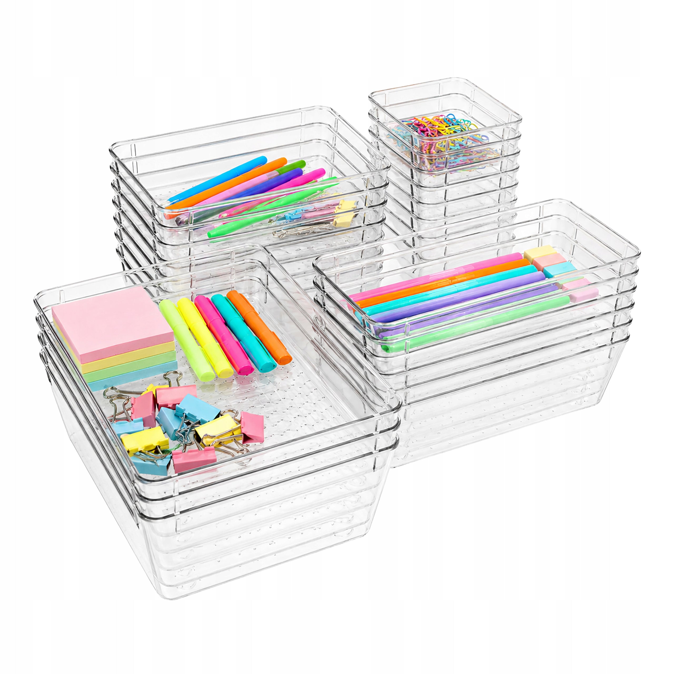 Drawer Organizer Set of 25 Transparent for Cosmetics Utensils