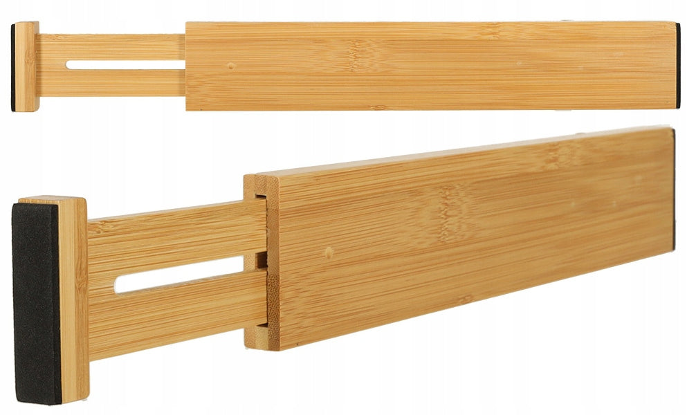 Drawer organizer bamboo separator adjustable for cutlery tools Length 43.5 cm
