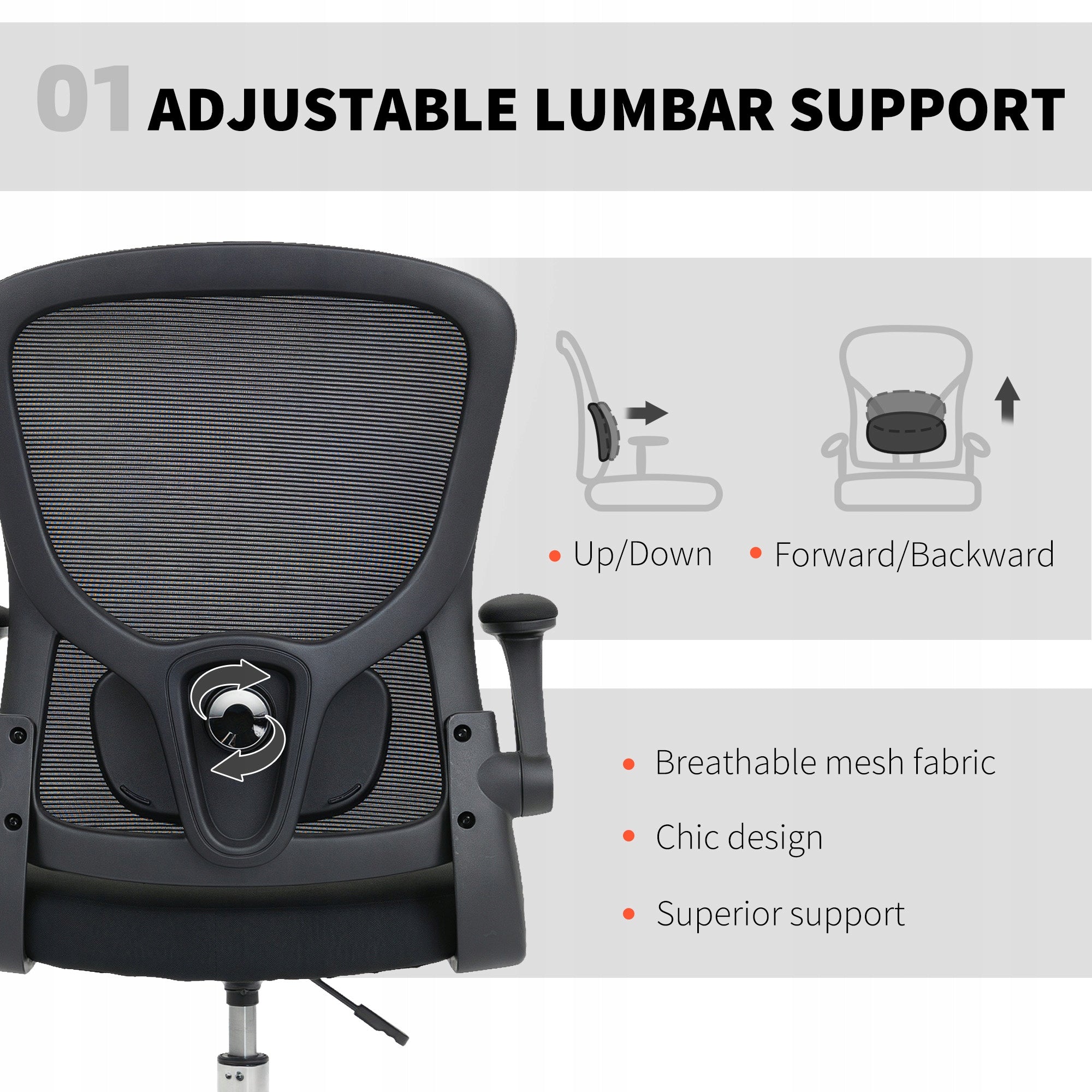 Drawing chair HOMCOM with lumbar support, adjustable, swivel Packaging status original