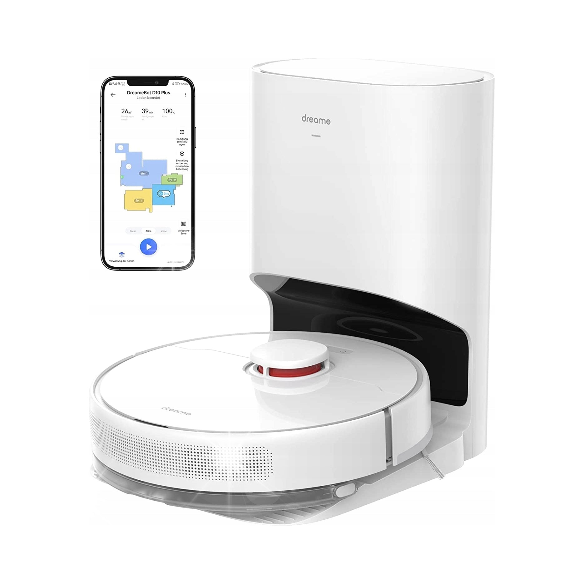 Dreame D10 Plus, robotic vacuum cleaner, white