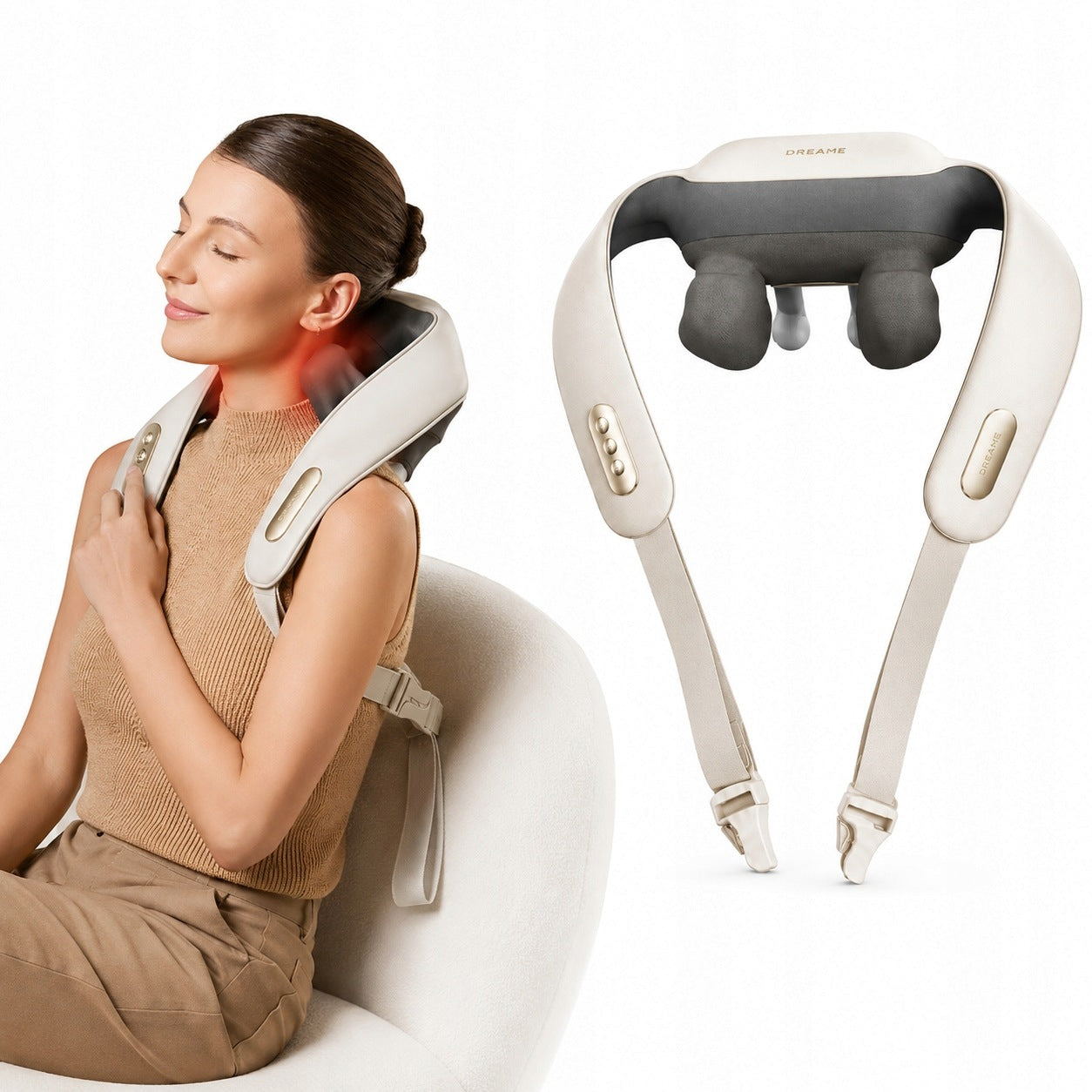 Dreame N40 Pro Massager for Neck Shoulders Back Massage Roman - White