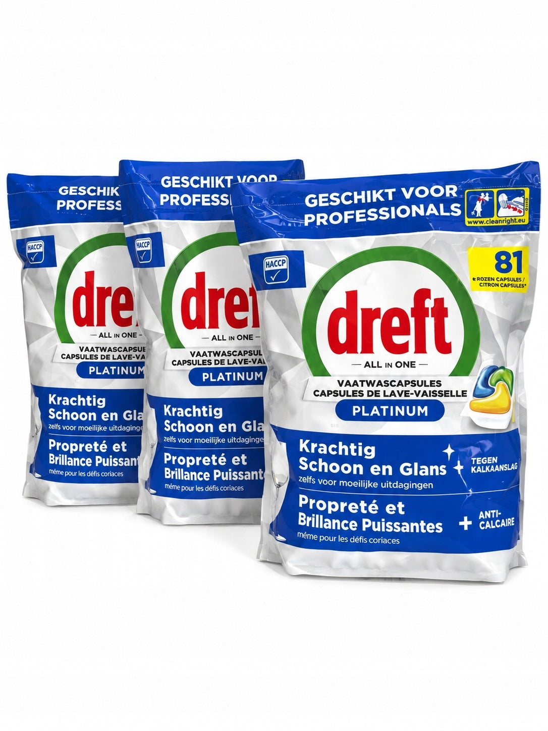 Dreft Platinum All In One Set of 3 X 81 Lemon Dishwasher Tablets