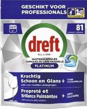 Dreft Platinum All in One Regular Dishwasher Capsules 2x81 Pack