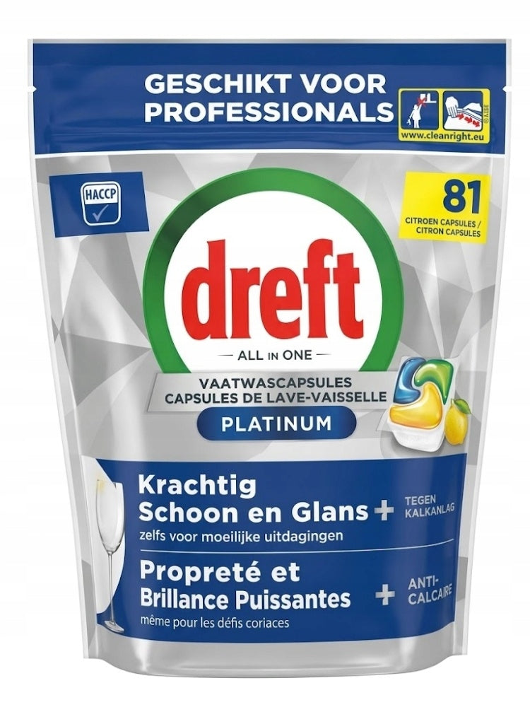 Dreft Platinum Lemon Dishwasher Capsules 81pcs
