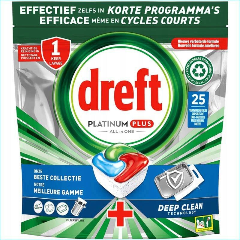 Dreft Platinum Plus All in One Dishwasher Tablets 25 Pack
