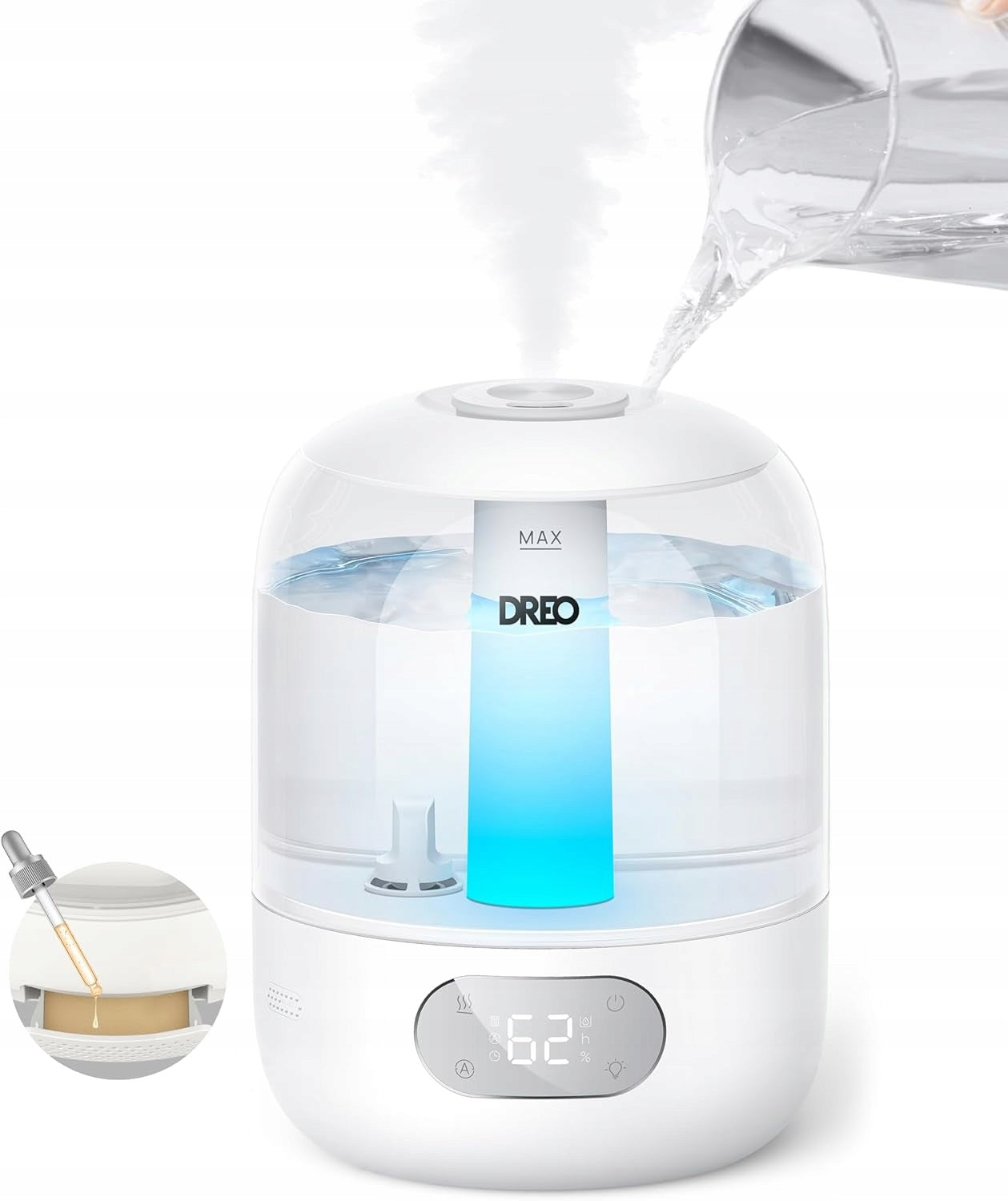 Dreo Bedroom Air Humidifier with Sensor, Quiet, Cool Mist Model DR-HHM006