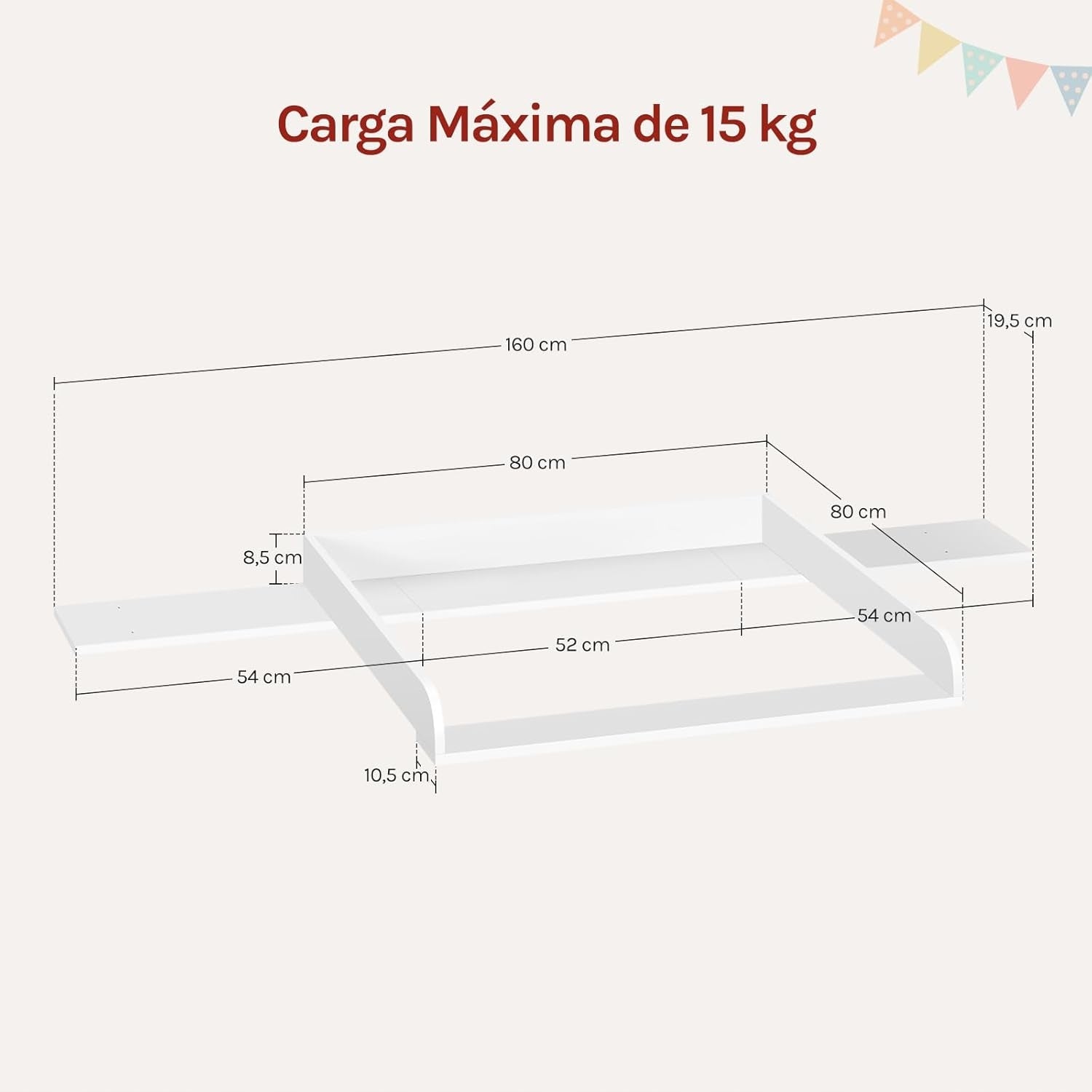 Dresser changing mat, changing pad , 160 x 80 cm white Packaging status original