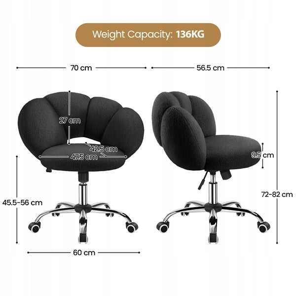 Dressing Table Chair, Office, Cloud Shaped, Decorative, Black Brand Yaheetech