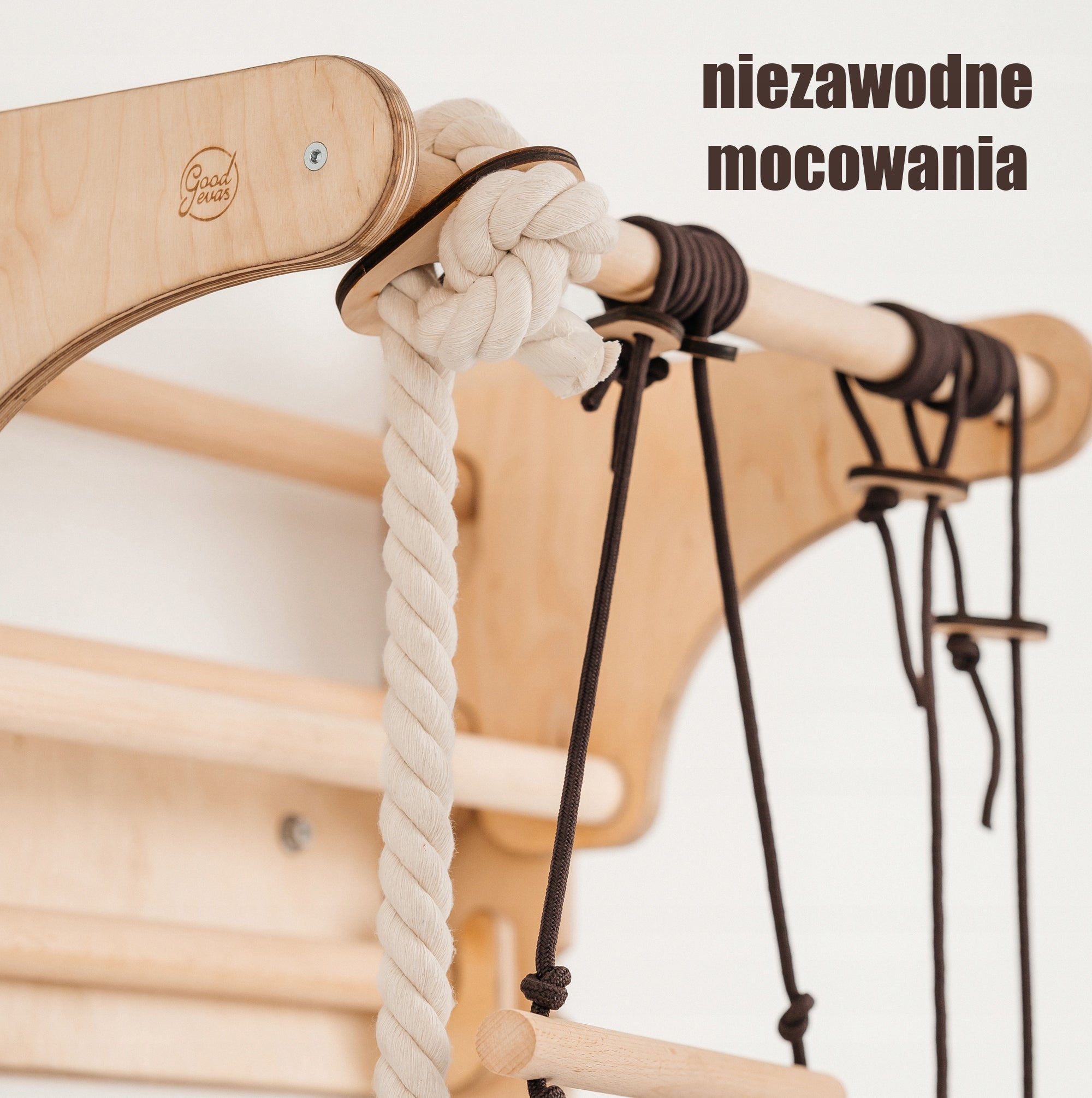 Drewniany Zestaw 6w1 – Ściana Szwedzka, Zjeżdżalnia + Zestaw Artystyczny Included ladder single swing ropes climbing wall slide