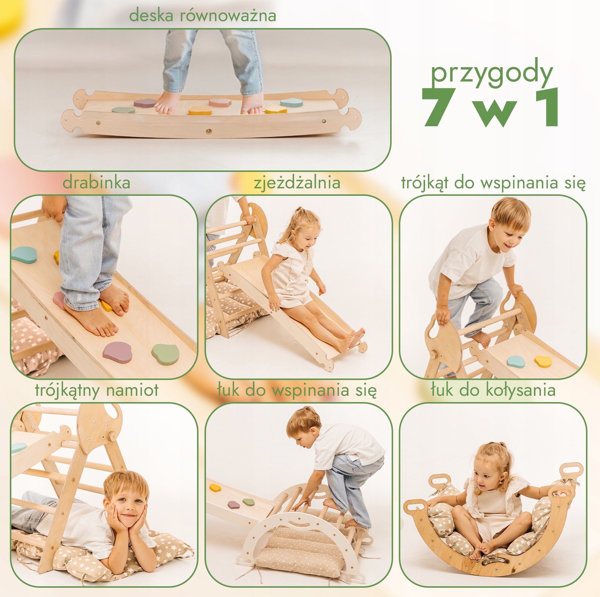 Drewniany Zestaw Wspinaczkowy 5w1 Montessori dla Dzieci 1–3 lat Brand Goodevas