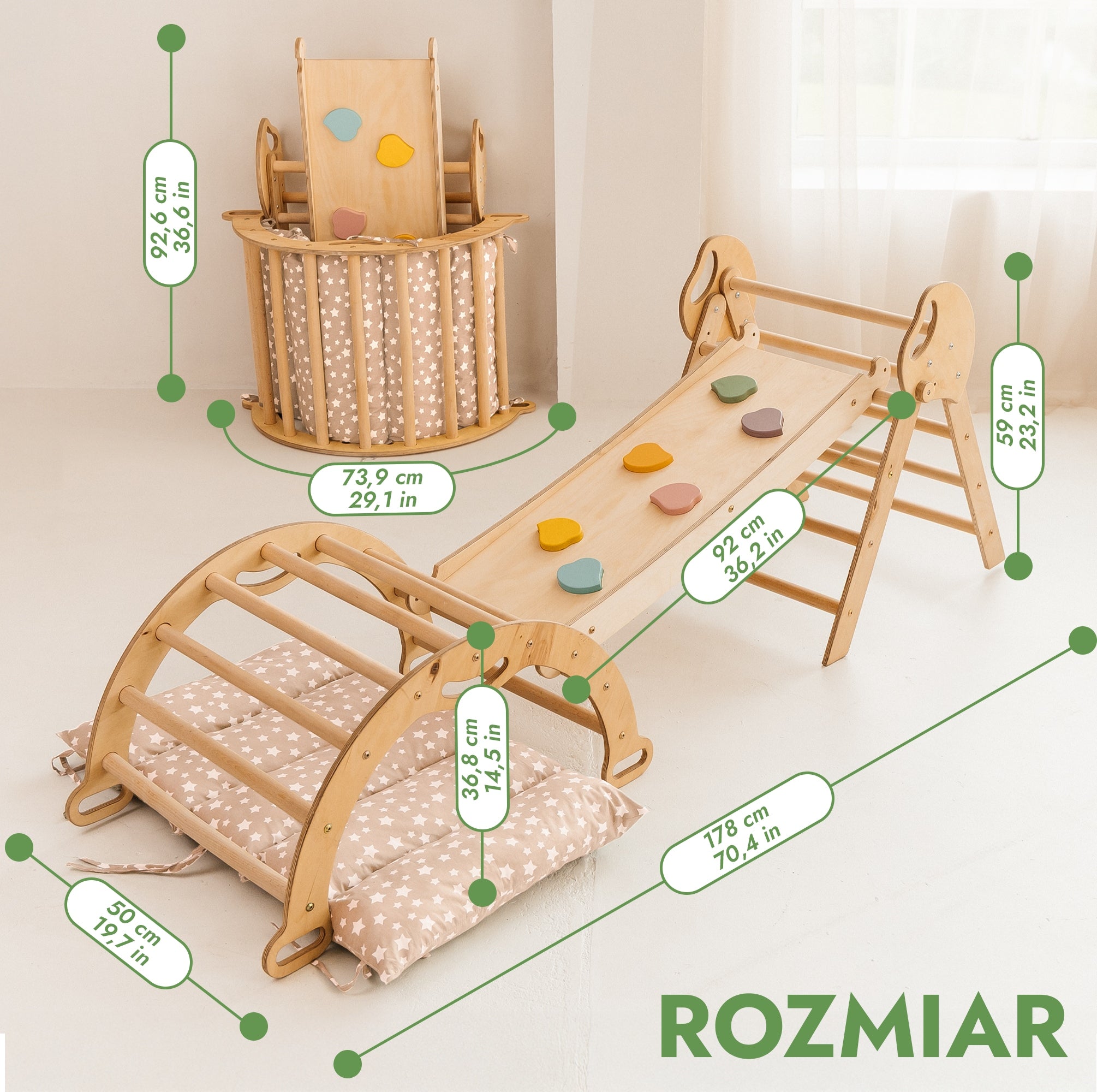 Drewniany Zestaw Wspinaczkowy 5w1 Montessori dla Dzieci 1–3 lat Packaging status original