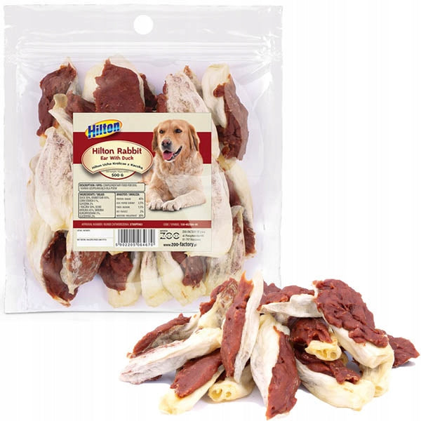 Dried Treat Hilton Rabbit Ears with Grain-Free Duck 500g