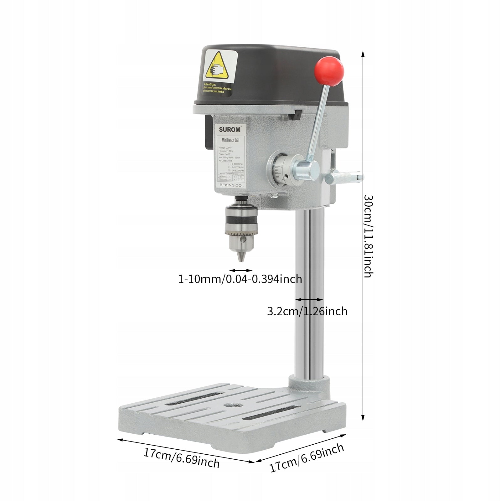 Drill Bit, 340W Bench Drill Press for Metal and Plastic, 10mm Chuck Manufacturer code BUYNEST