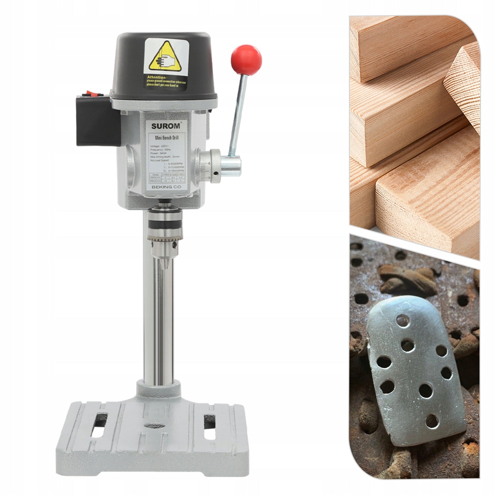Drill Bit, 340W Bench Drill Press for Metal and Plastic, 10mm Chuck Packaging status original