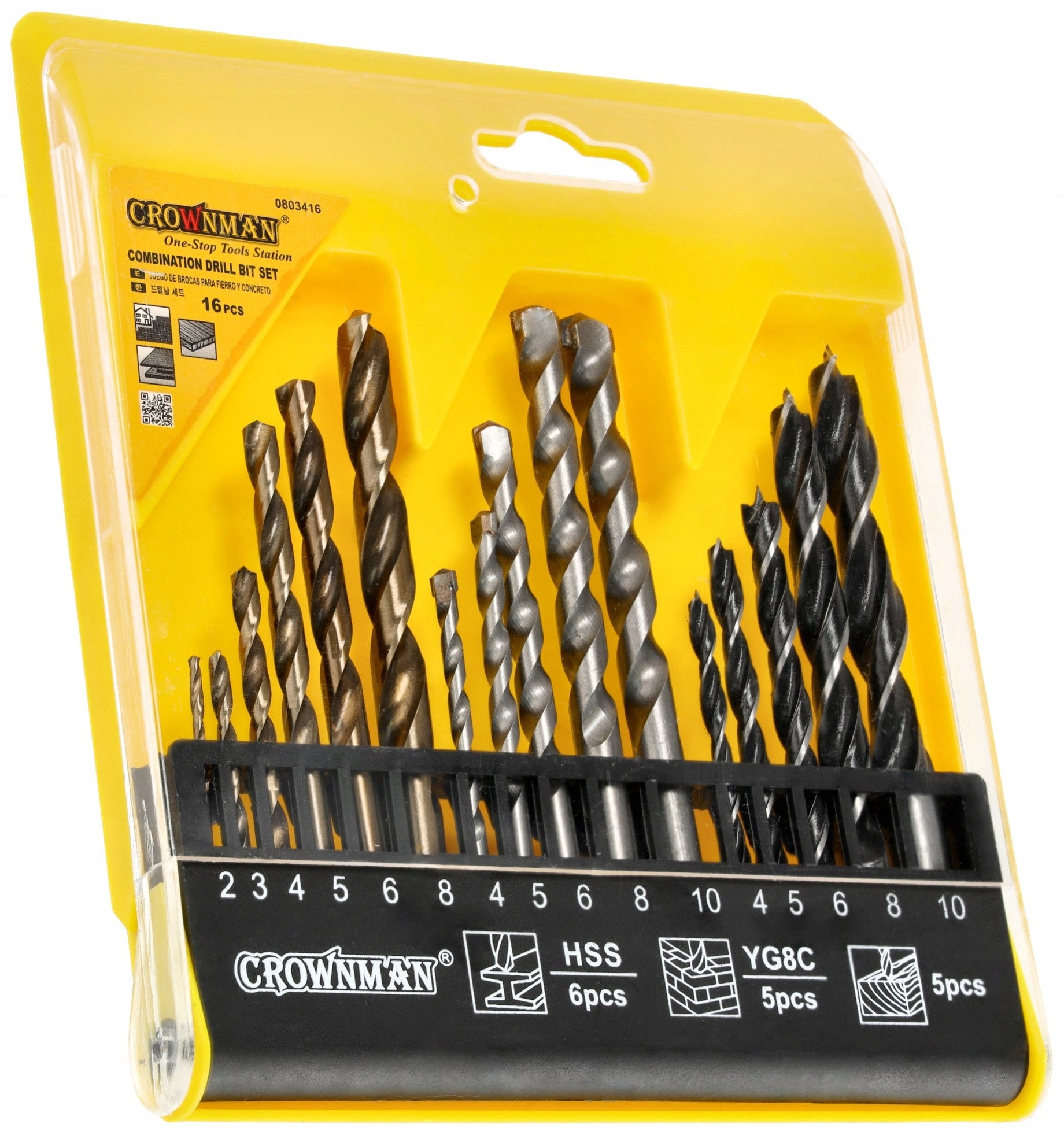 Drill Bit Set for Metal, Concrete, Wood 16 Pcs Set Packaging status original