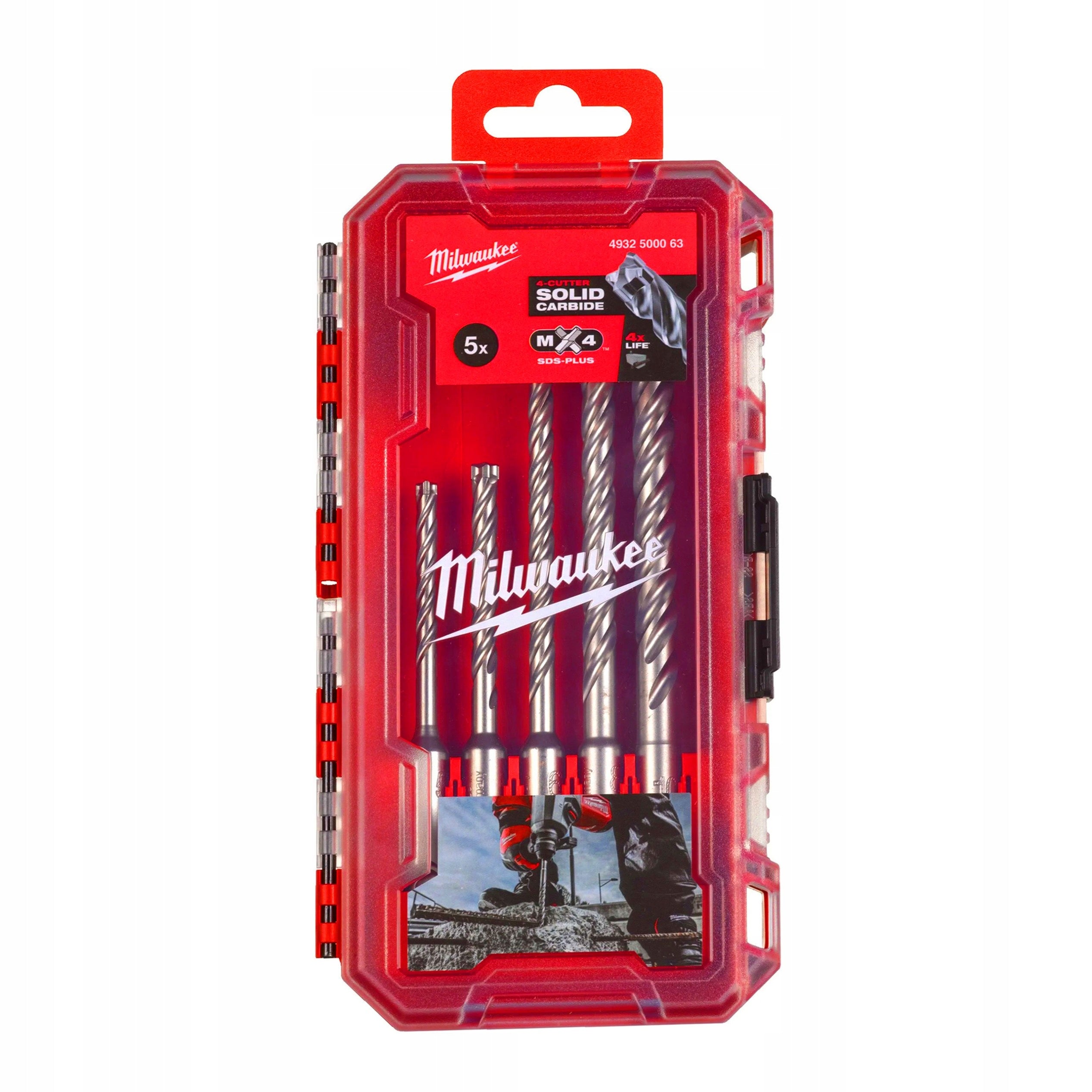Drill Bits Milwaukee SDS Plus MX4 5pcs Drill Bit Set for Reinforced Concrete and Masonry Manufacturer code 4932500063