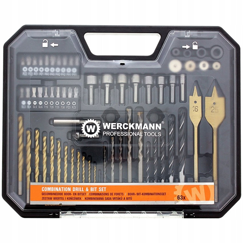 Drill and bit set Werckmann 2557975 63 elements