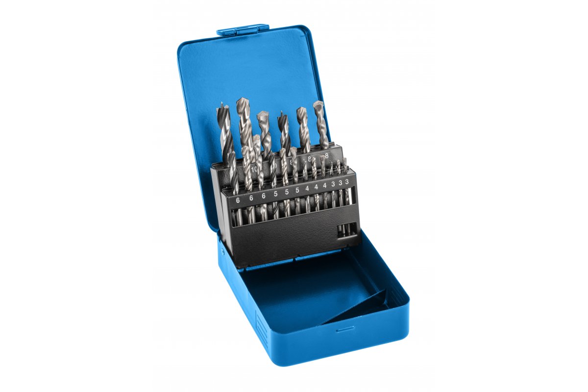 Drill bit set 18 pcs. 3-10 mm HT6D379 HOGERT Brand Hoegert Technik