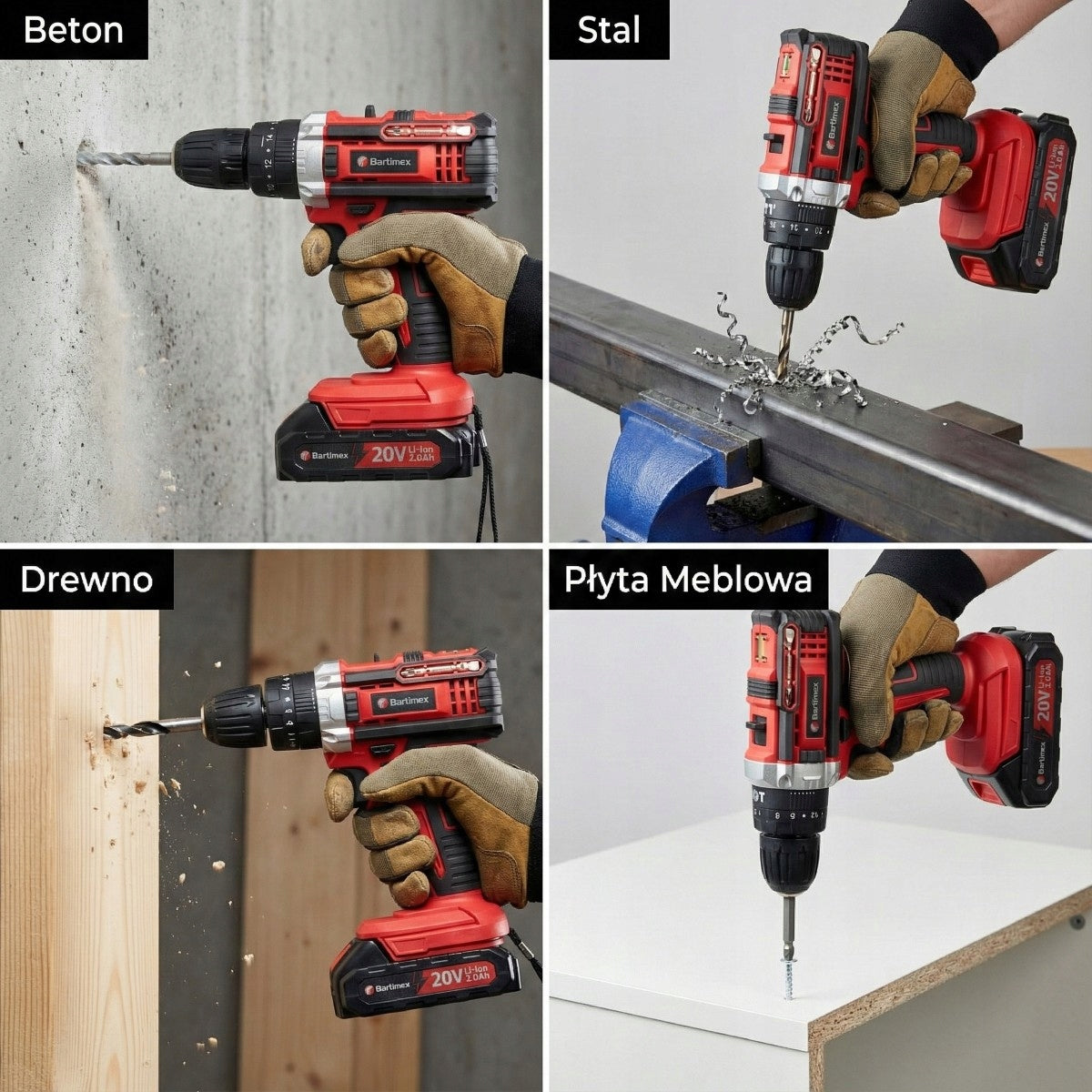 Drilling Machine 20V 2 Batteries 2,0Ah Bits Drill Bits Suitcase SET Power supply rechargeable battery