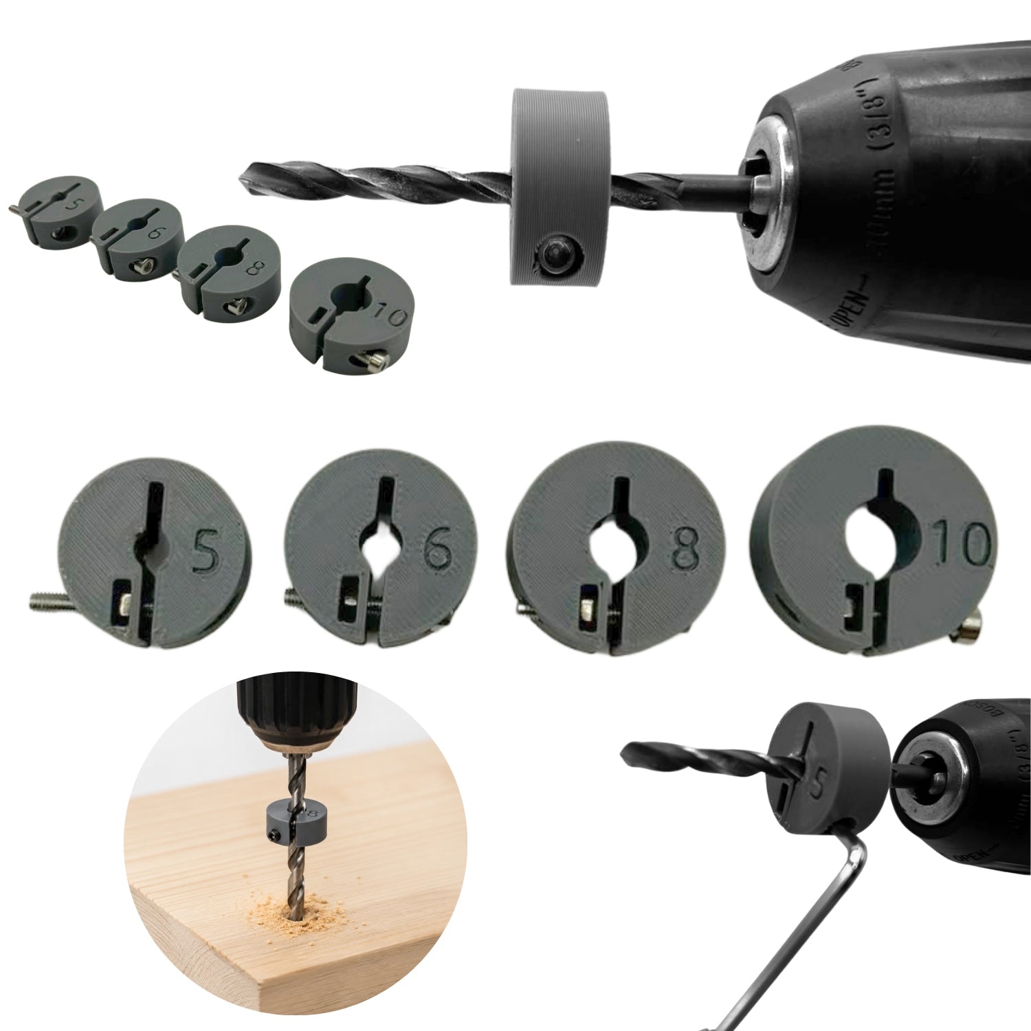 Drilling depth limiters 5mm, 6mm, 8mm, 10mm ZANOVA
