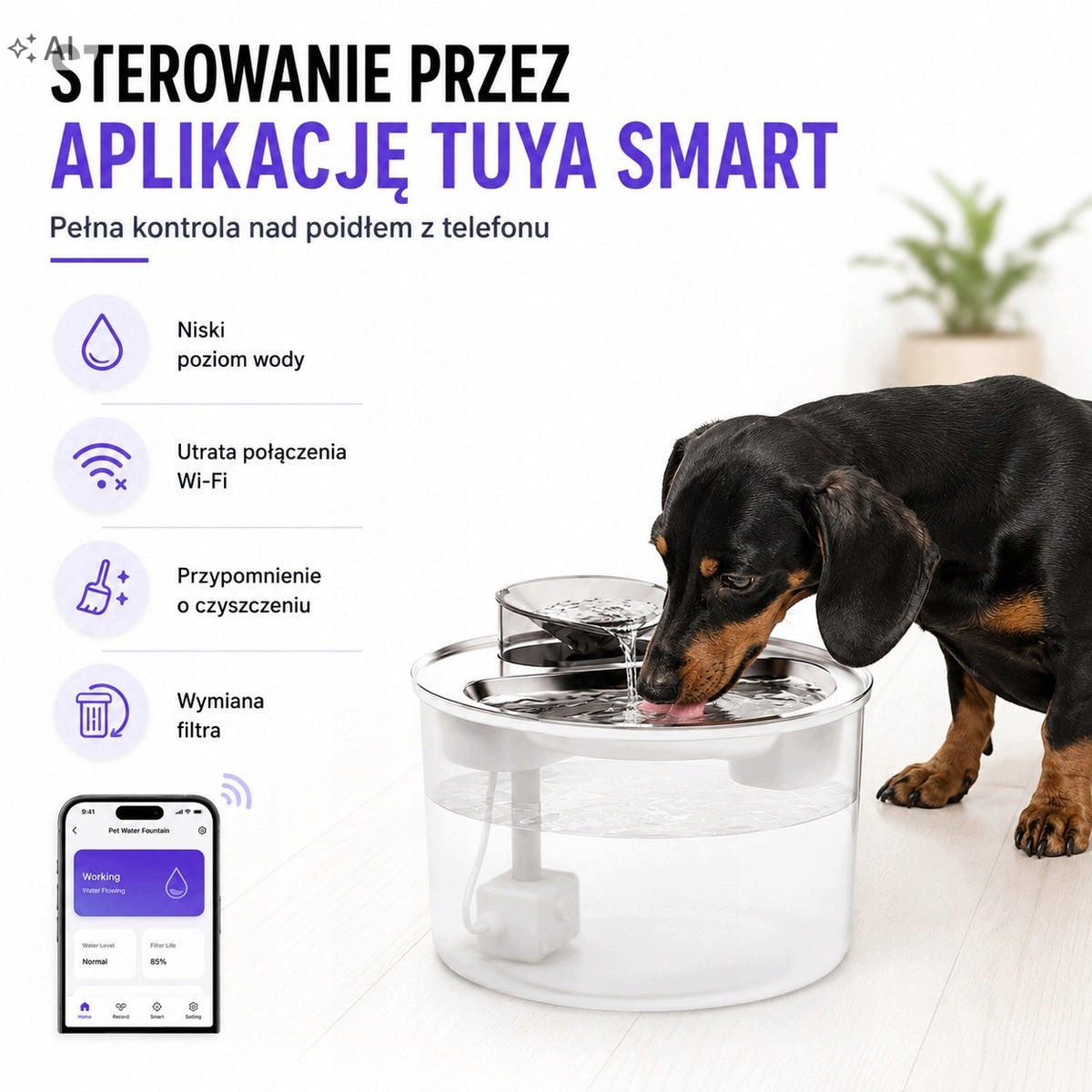 Drinker Automatic Dog Cat Fountain Bowl 4L WiFi Tuya Smart Quiet Packaging status original