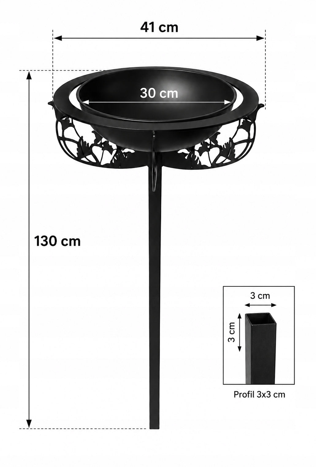 Drinker for Birds on the Leg 130 cm Garden Feeder hammered profile 3x3 cm Manufacturer no brand