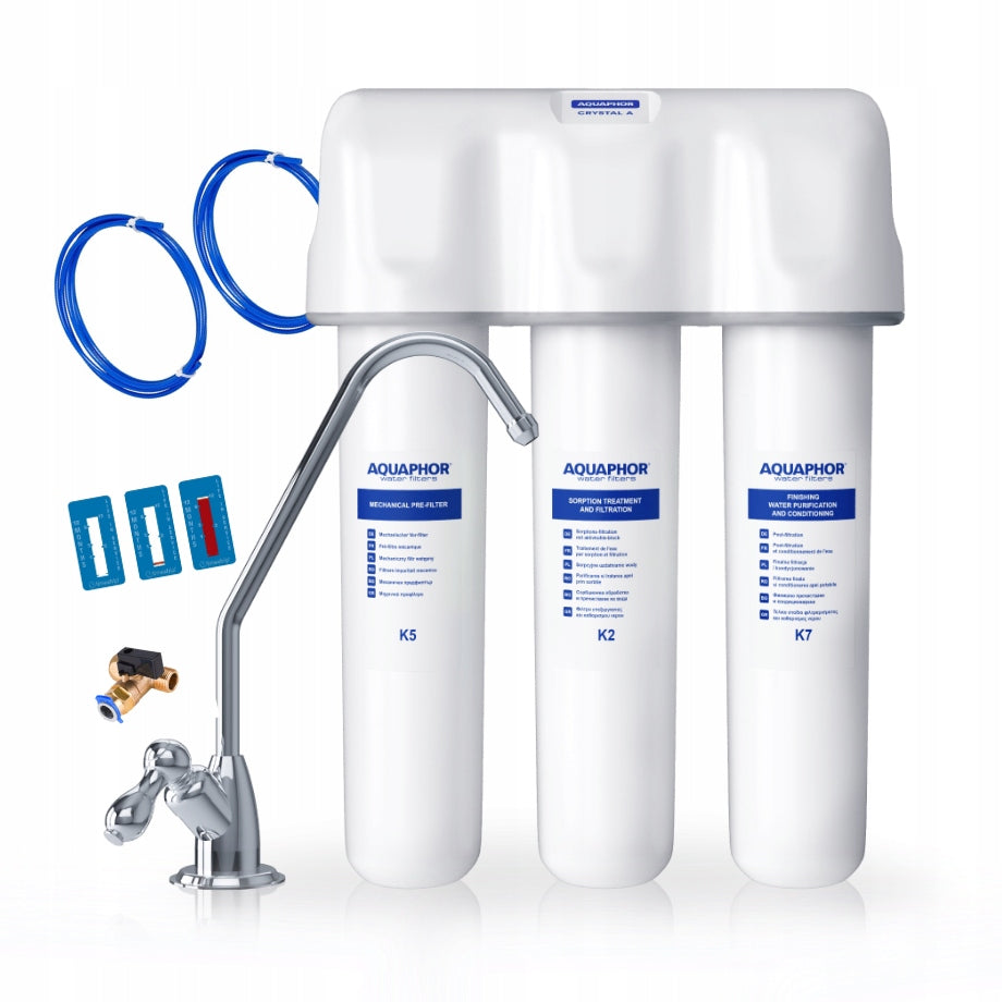 Drinking Water Filter Under Sink AQUAPHOR Crystal A Set + Indicator Freebie