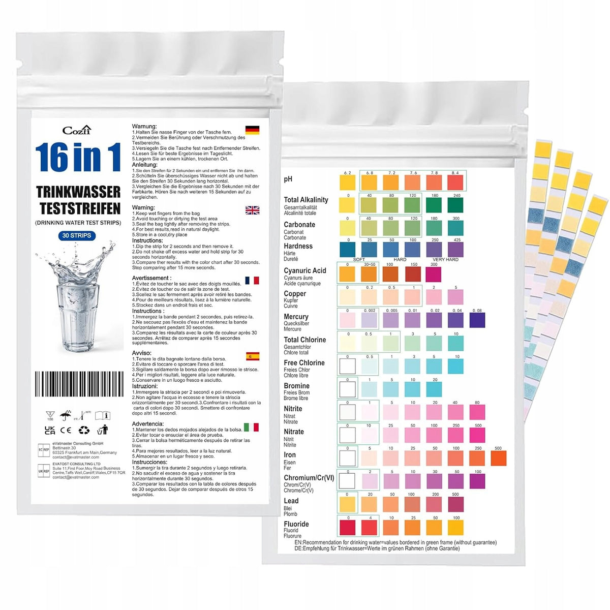 Drinking Water Test Strips 16 in 1 30pcs Testers Quality Control
