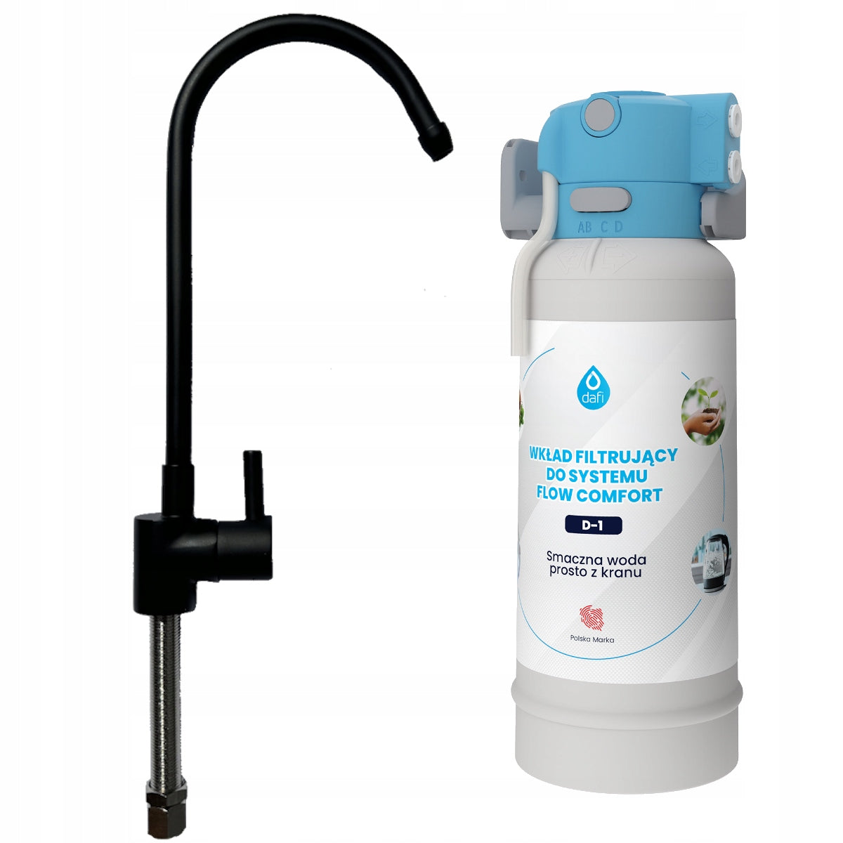 Drinking water filter DAFI COMFORT water filter system + black tap Kind under-sink