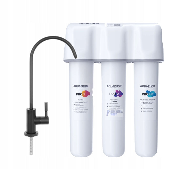 Drinking water filter for antibacterial sink AQUAPHOR ECO PRO black spout Packaging status original