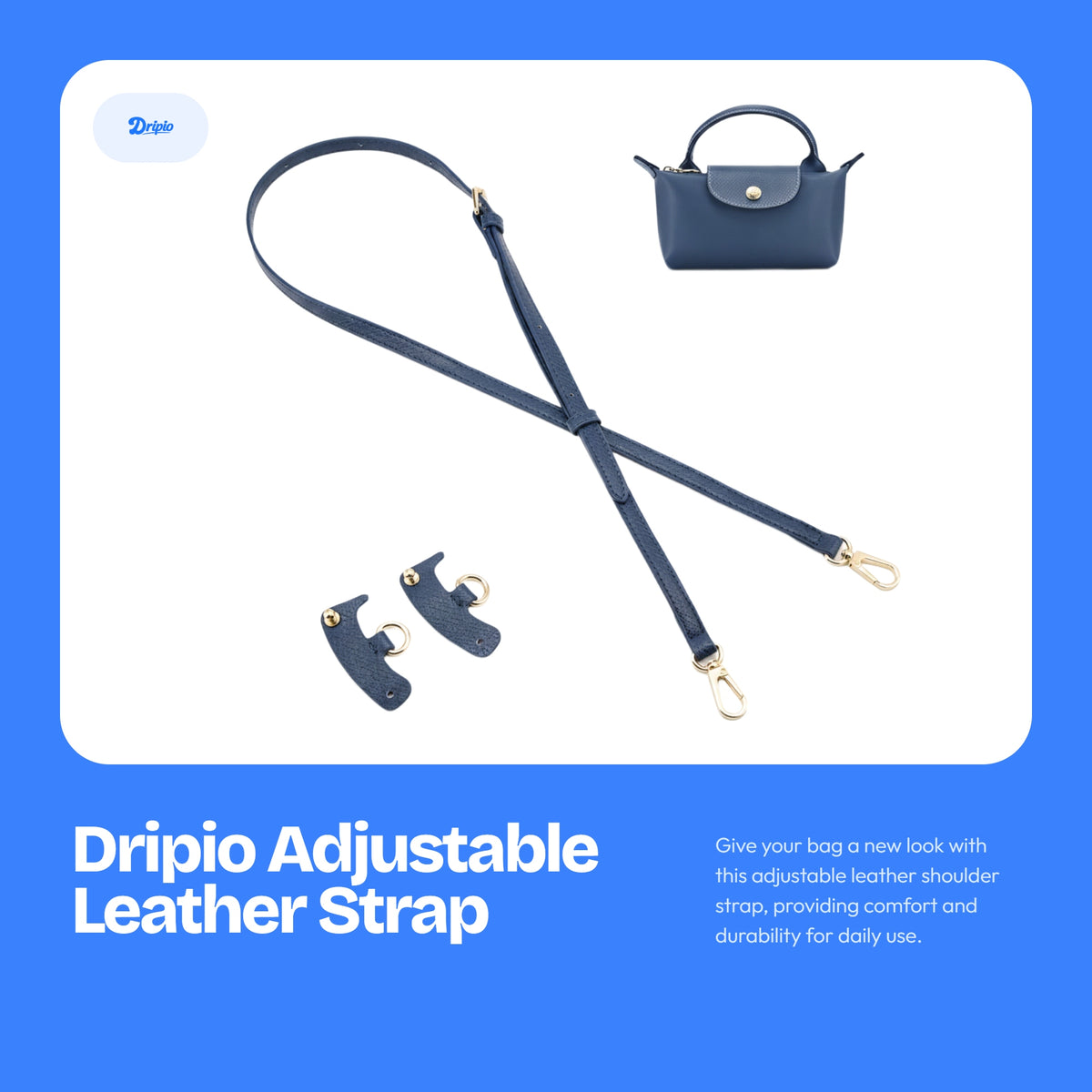 Dripio - Adjustable shoulder strap - Genuine leather - 1 cm wide Manufacturer code 8721041515576