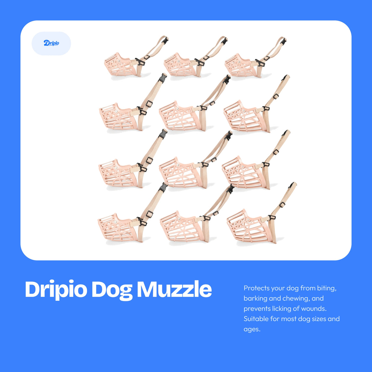 Dripio - Dog muzzle - Adjustable - Air permeable Manufacturer code 8721041523311