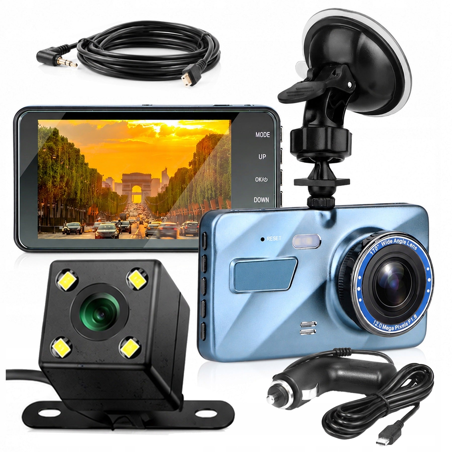 Driving Video Recorder Car Camera Super HD + Reversing G-Sensor 4''