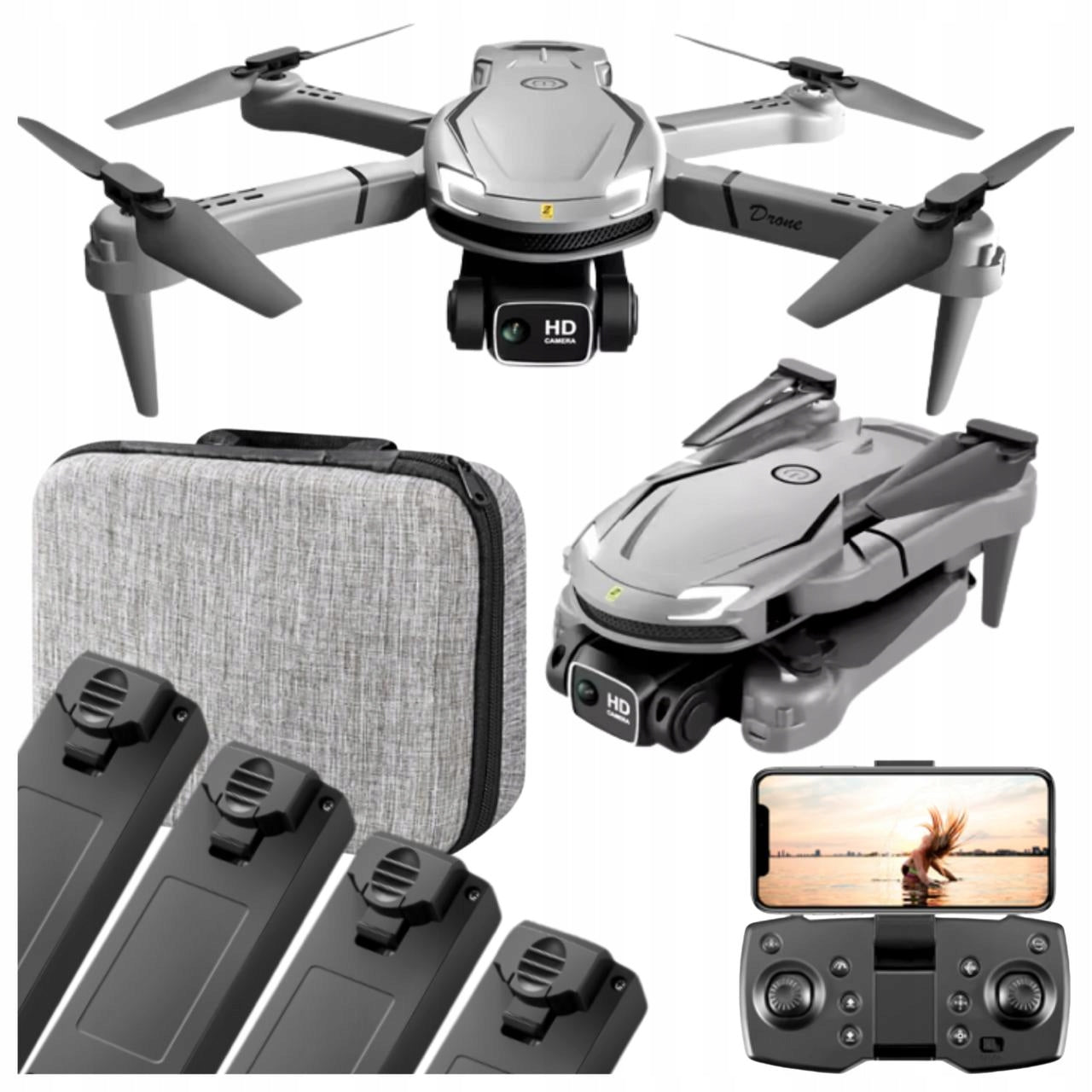 Drone 2 Cameras 4x Battery Remote Controlled WiFi App Suitcase Gift
