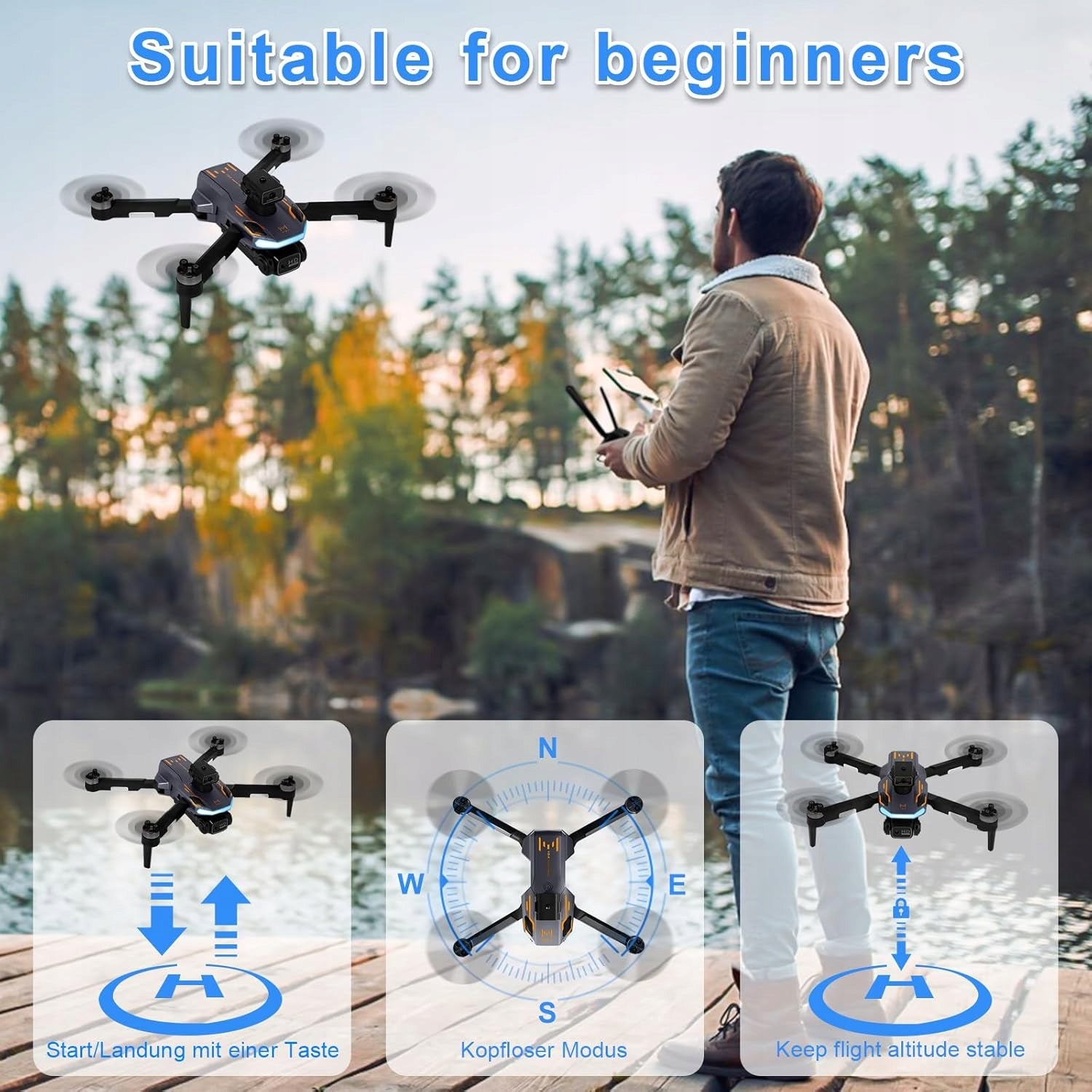 Drone 4K EIS FPV LCD 62min flight up to 4km folding RC Manufacturer code D3213