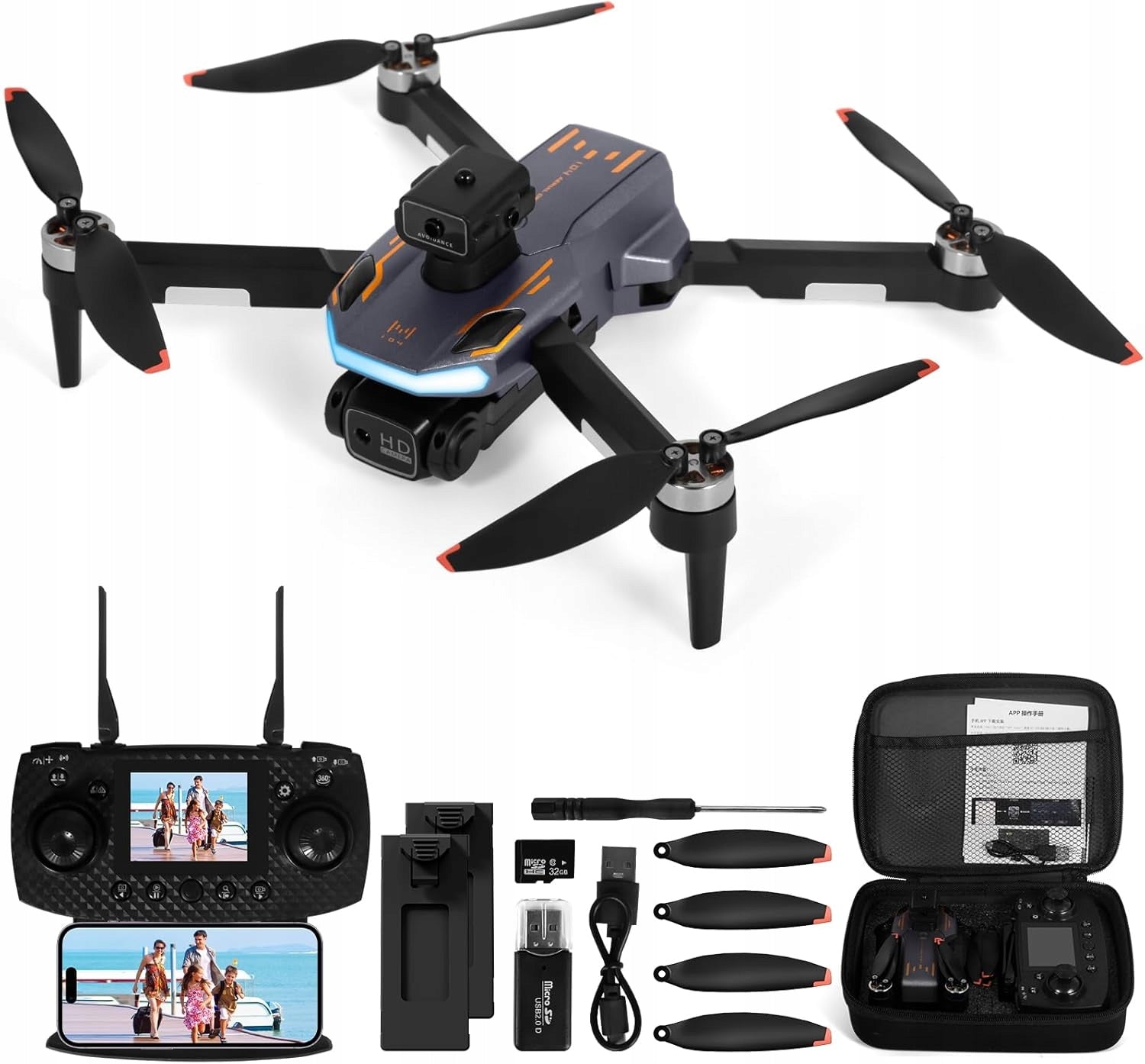 Drone 4K EIS FPV LCD 62min flight up to 4km folding RC